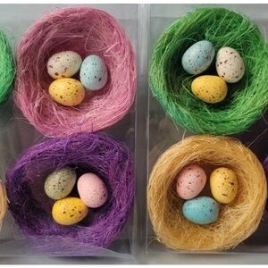2x Hobby Lobby 4pk Easter Bird Nest Decoration Speckled Eggs Tier Tray Tabletop